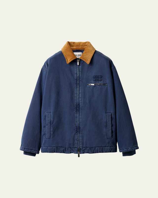 Cotton Trucker Jacket with Corduroy Collar